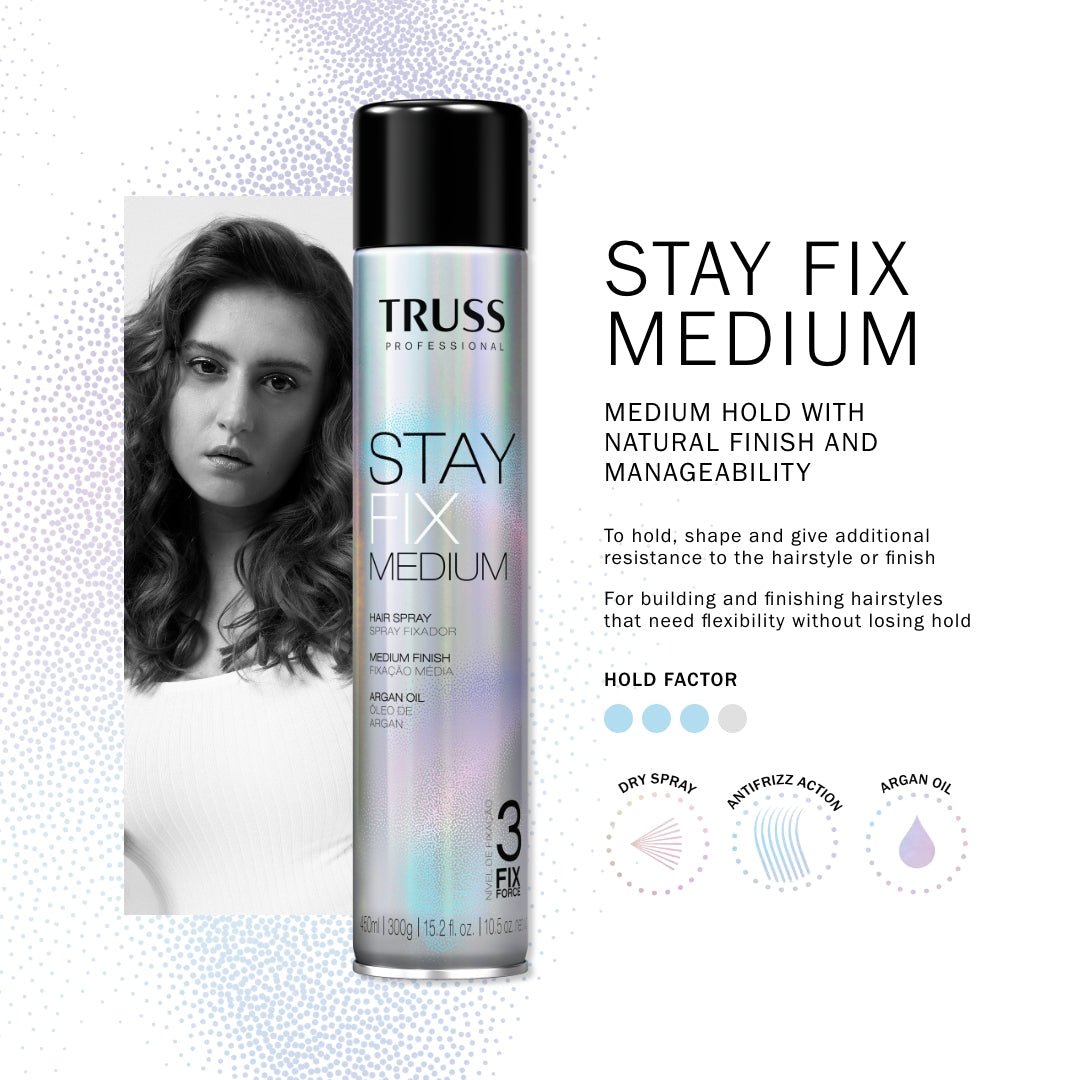 TRUSS Professional Stay Fix Medium Hold Hairspray 450Ml / 15.2 Fl.Oz